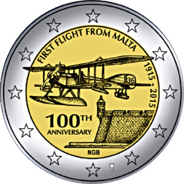 2 Euro Malta 2015 - Prvý let so značkou holandskej mincovne (BU)