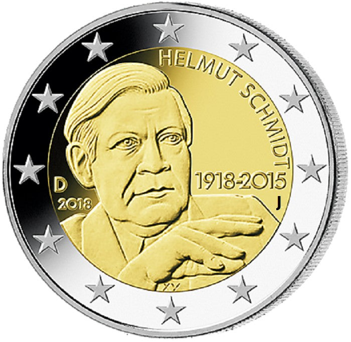 2 Euro Nemecko 2018 "J" Helmut Schmidt (UNC)