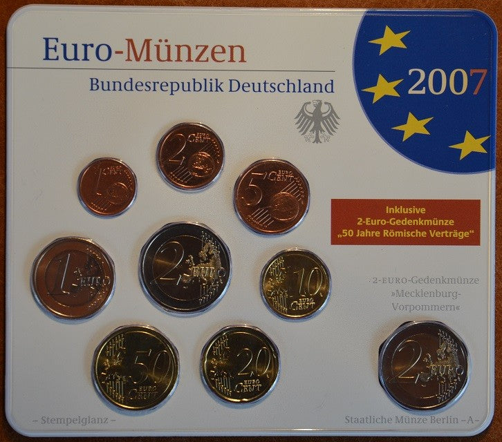 Nemecko 2007 "D" sada 9 euromincí (BU)