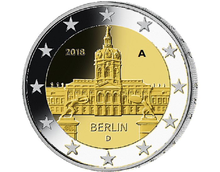 2 Euro Nemecko 2018 "A" Berlin:  Scharlottenburg (UNC)