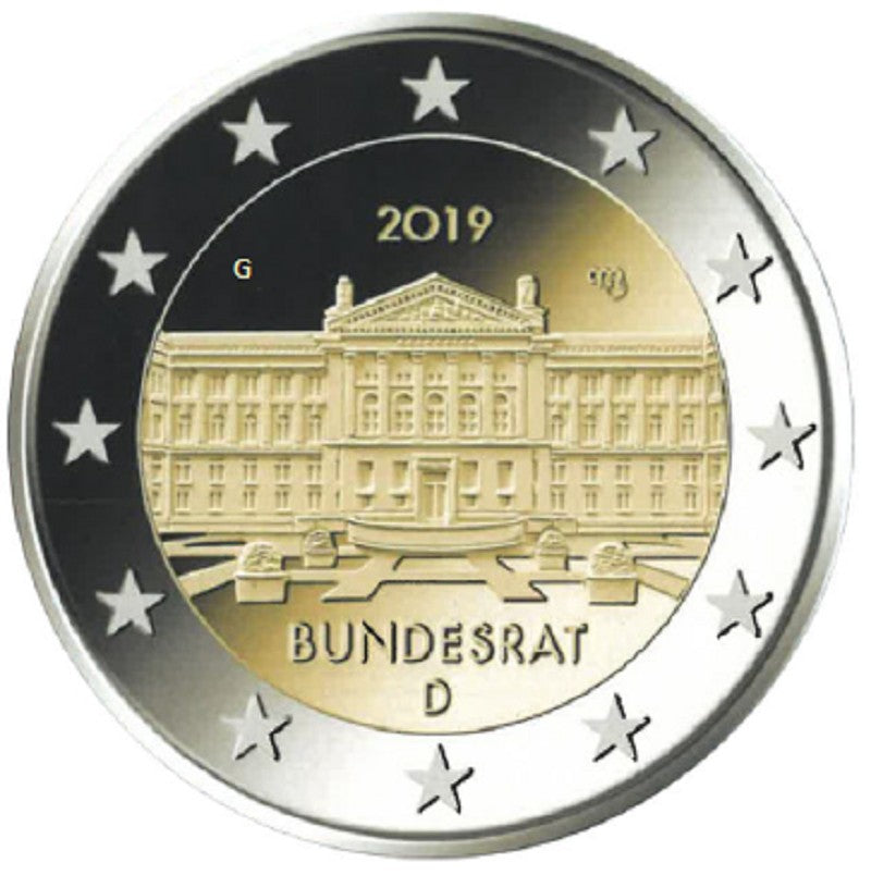 2 Euro Nemecko 2019  "G" 70. výročie založenia Bundesrat (UNC)