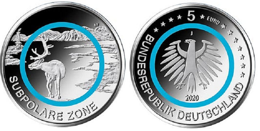 5 Euro Nemecko 2020 "D" Subpolárne pásmo  (UNC)