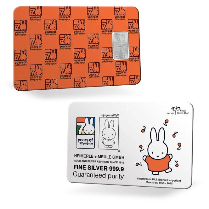 Holandsko 2025 - 70 rokov striebornej Miffy 1 gram (BU)